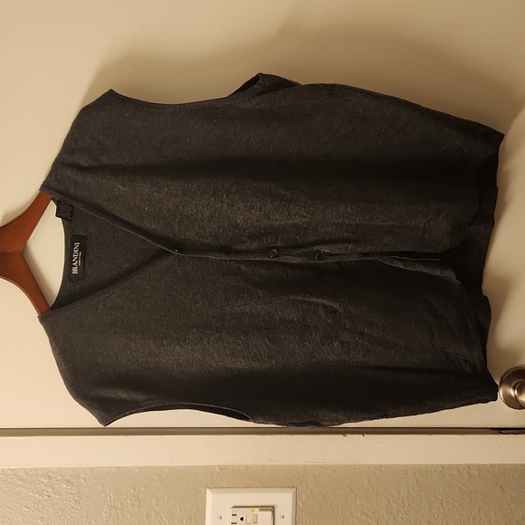 Brandini Dark Gray V-Neck 100% Merino Wool Sweater Vest Men’s Size XXL - Picture 1 of 8